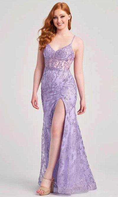 Colette By Daphne CL5203 - Sequin High Slit Prom Dress Prom Dresses 00 / Lilac