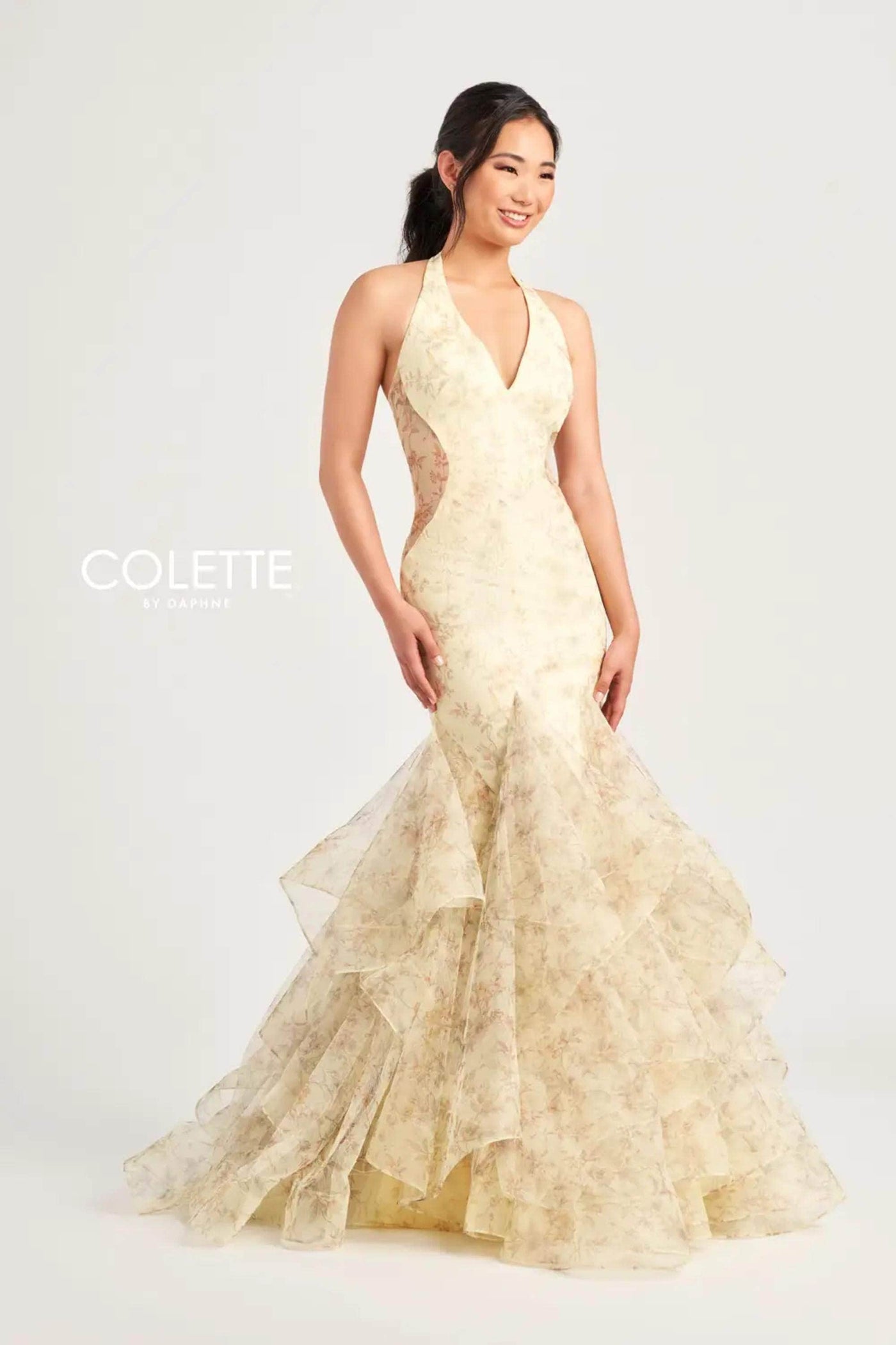 Colette By Daphne CL5234 - Halter Trumpet Prom Dress