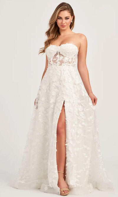 Colette By Daphne CL5249 - Beaded Lace Prom Dress Prom Dresses 00 / Diamond White