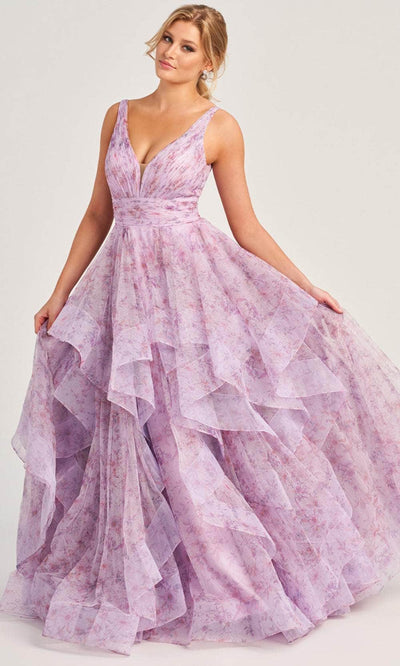 Colette By Daphne CL5273 - Flounce Skirt Prom Dress Prom Dresses 00 / Light Purple/Multi