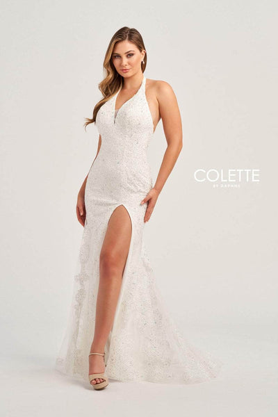 Colette By Daphne CL5275 - Plunging Halter Prom Dress