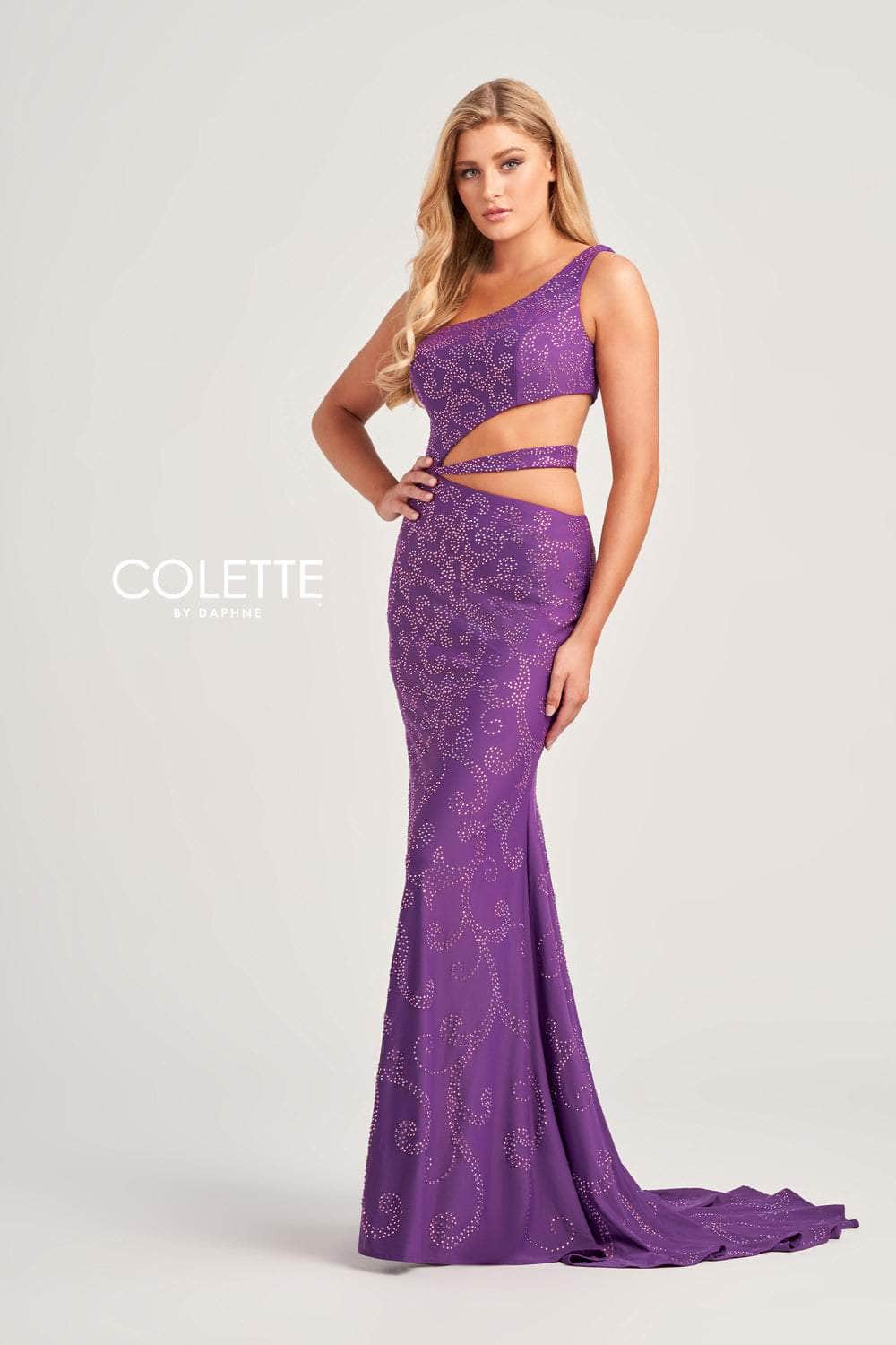 Colette By Daphne CL5281 - Long Stretch Spandex Jersey, Stone Accents Mermaid Dress - Sleeveless, Open Waist, Stone Embellishments, Cut-Out Side And Back, Sweep Train ADASA Colette By Daphne CL5281 - Long Stretch Spandex Jersey, Stone Accents Mermaid Dress - Sleeveless, Open Waist, Stone Embellishments, Cut-Out Side And Back, Sweep Train ADASA