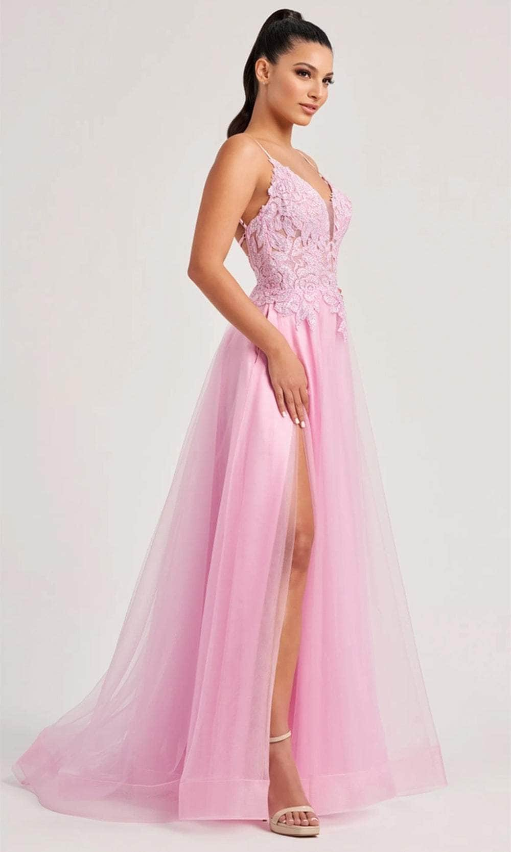 Colette By Daphne CL8100 - Appliquer Tulle Prom Gown Prom Dresses / 00  Pink