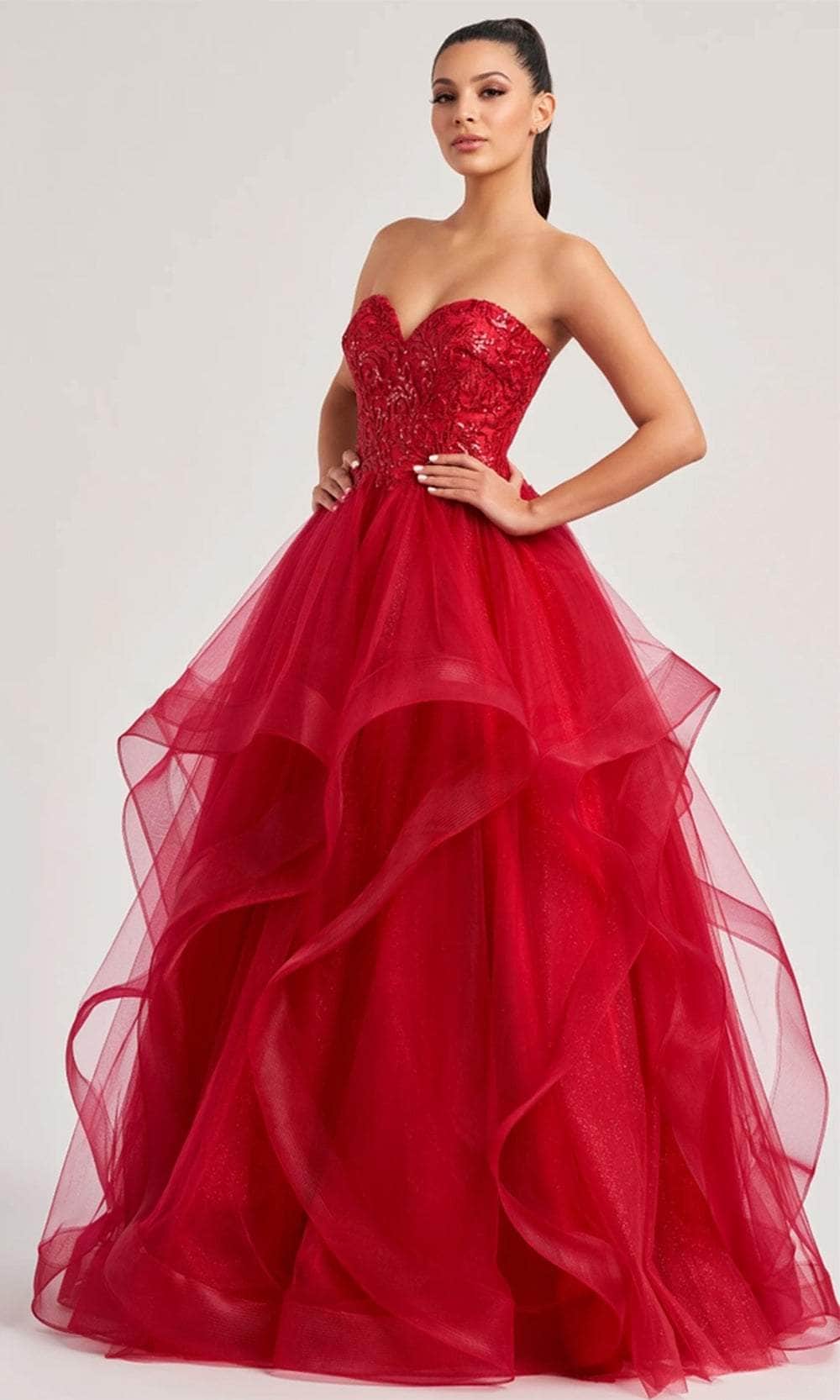 Colette By Daphne CL8290 - Sweetheart Lace Up Gown Prom Dresses / 00  Scarlet