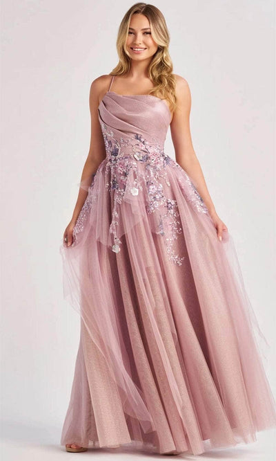 Colette By Daphne CL8400 - Pleated Floral Prom Gown