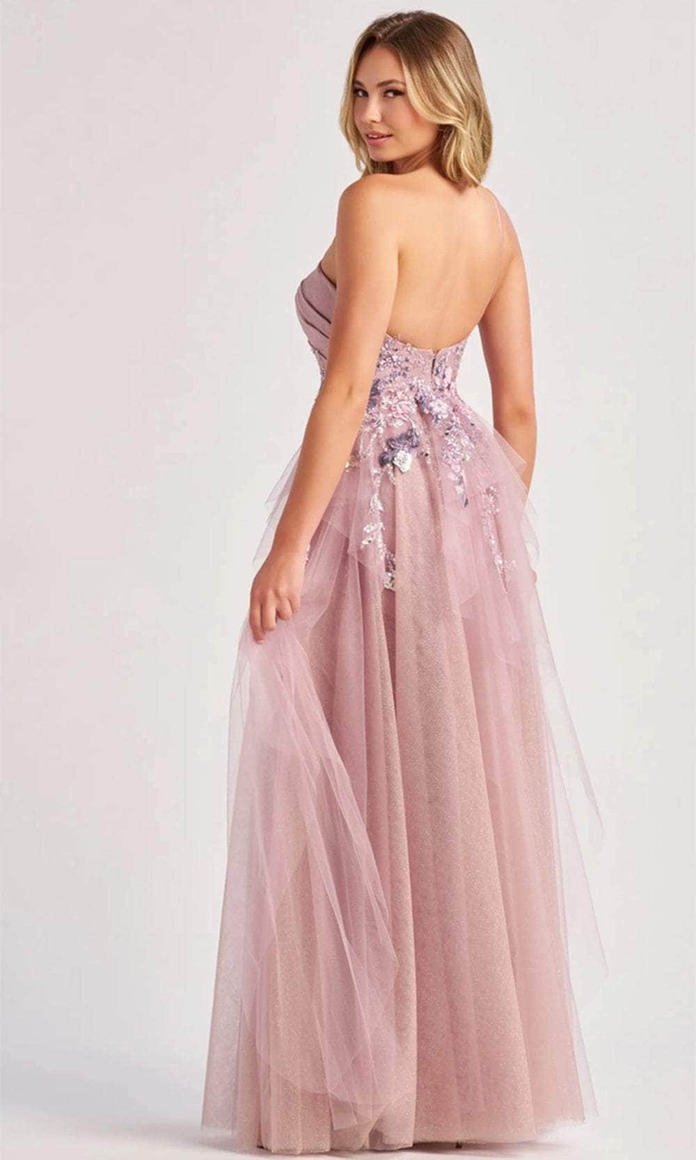 Colette By Daphne CL8400 - Pleated Floral Prom Gown