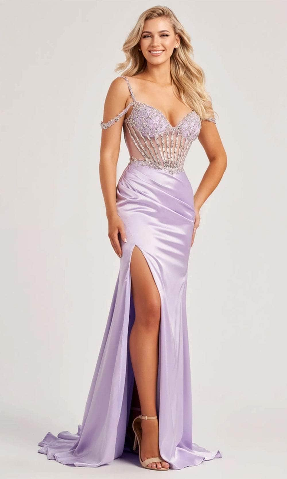 Colette By Daphne CL8460 - Strappy Bejeweled Prom Dress Prom Dresses / 00  Lilac