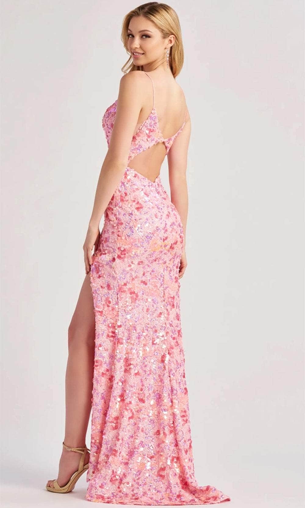 Colette By Daphne CL8465 - Sequin High Slit Prom Dress
