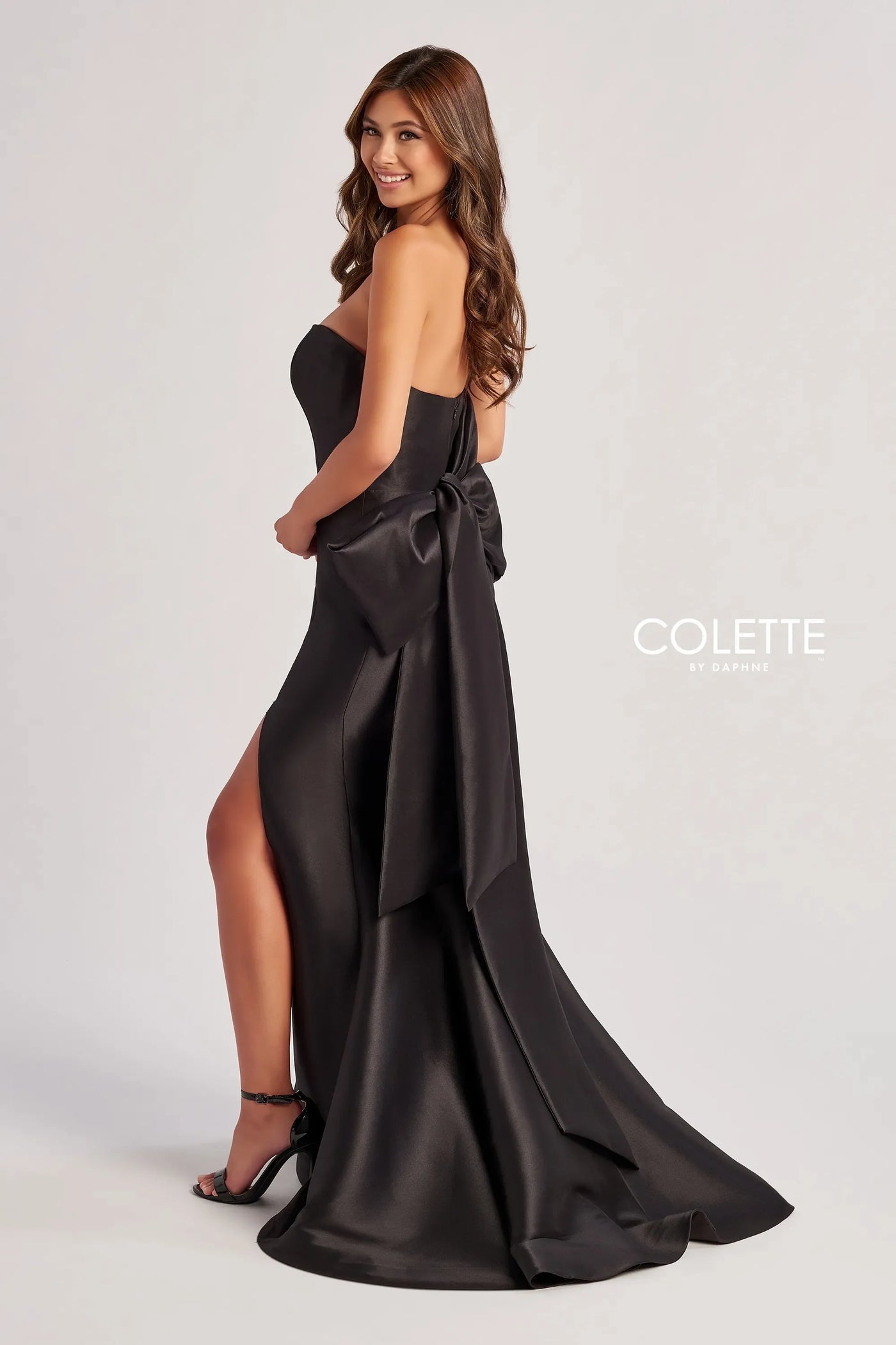 Colette By Daphne CL8470 - Strapless High Slit Gown Prom Dresses / 00  Black