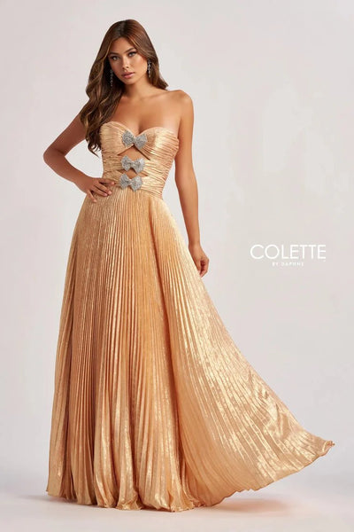 Colette By Daphne CL8520 - Bow Ornate Prom Gown Prom Dresses / 00  Gold Dust