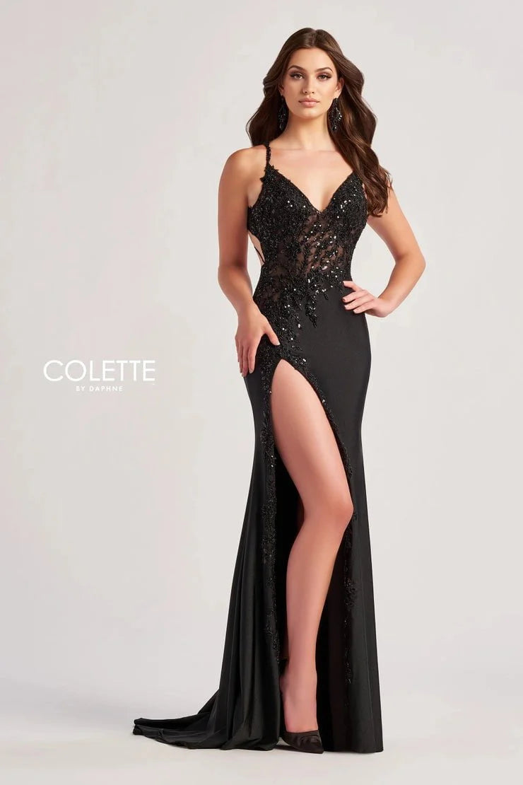 Colette By Daphne CL8535 - Applique Bodice Prom Gown Prom Dresses / 00  Black