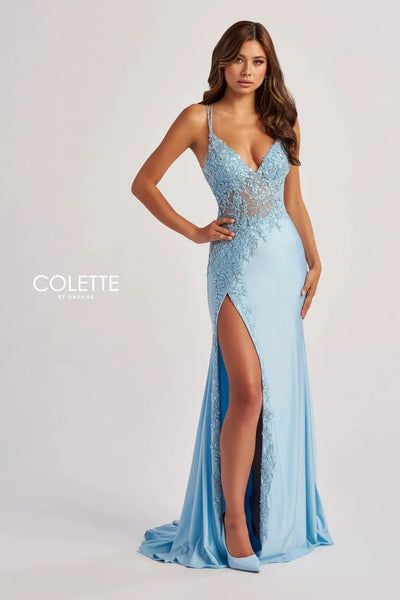 Colette By Daphne CL8535 - Applique Bodice Prom Gown Prom Dresses / 00  Lt.Blue