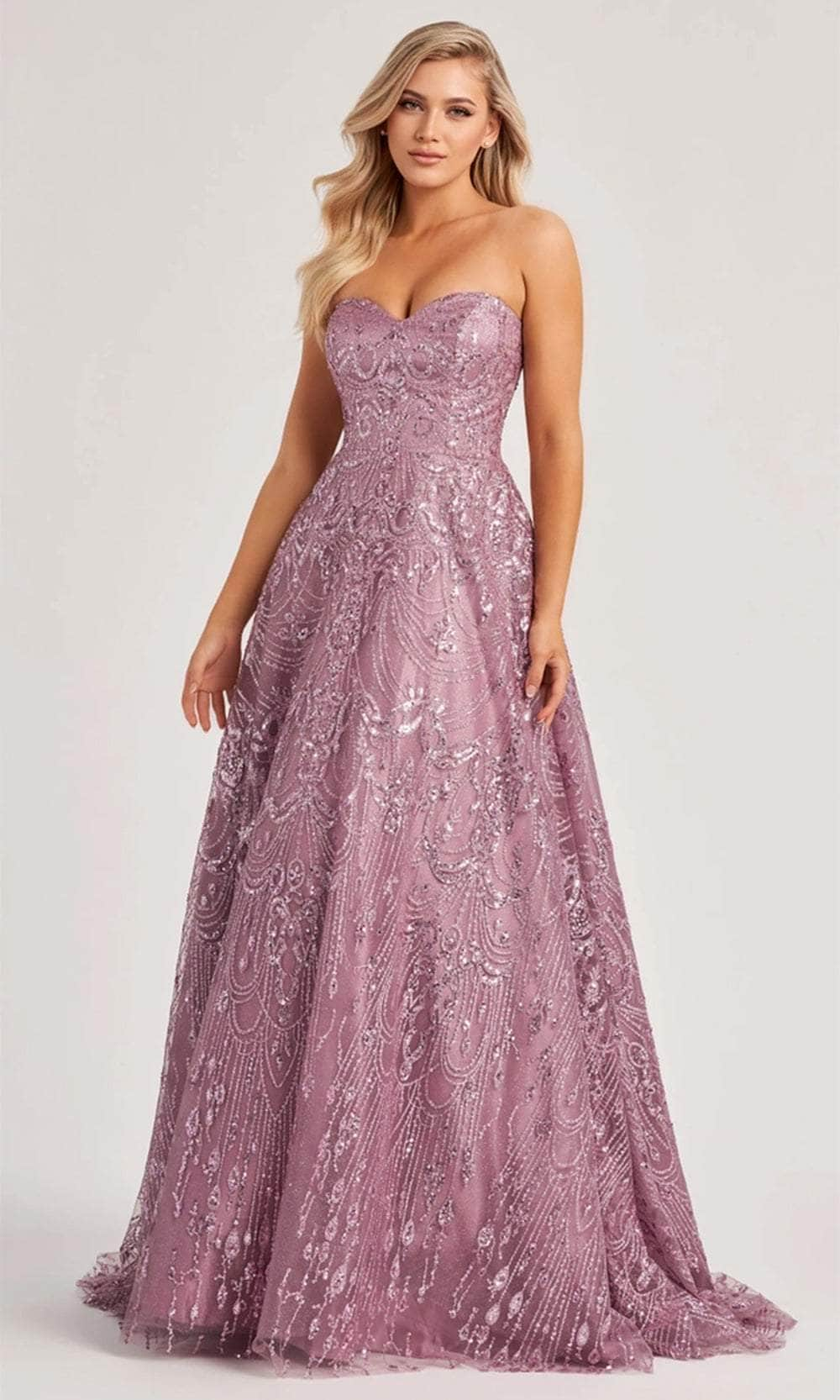 Colette By Daphne CL8625 - Sweetheart Glitter Gown Prom Dresses / 00  Heather