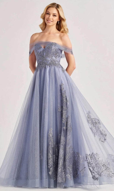 Colette By Daphne CL8640 - Embroidered Tulle Prom Dress Prom Dresses / 00  Dusty Blue