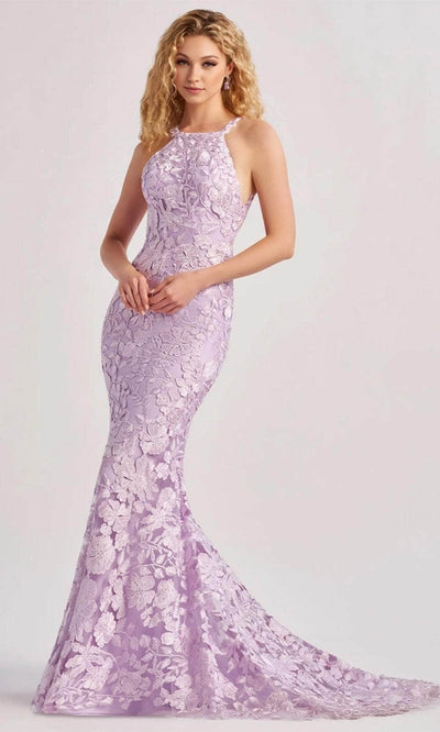 Colette By Daphne CL8665 - Floral Embroidered Long Gown Prom Dresses / 00  Lilac