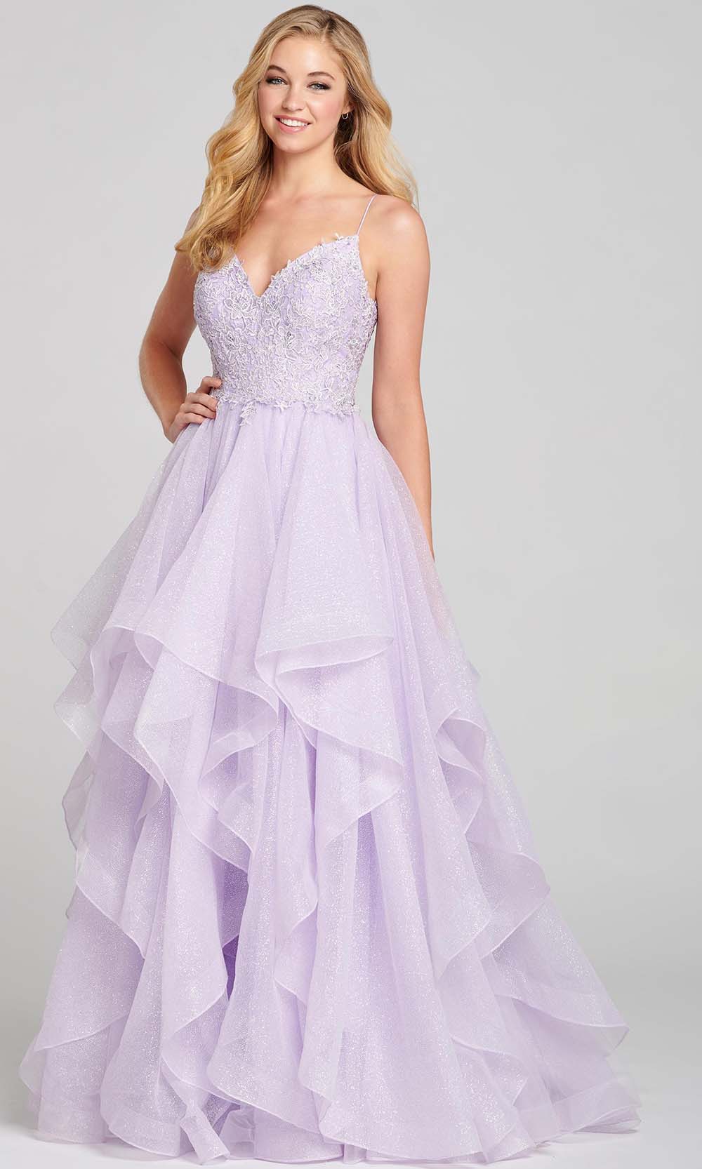 Colette For Mon Cheri CL12129 - Tiered Skirt Prom Gown Prom Dresses 00 / Lilac
