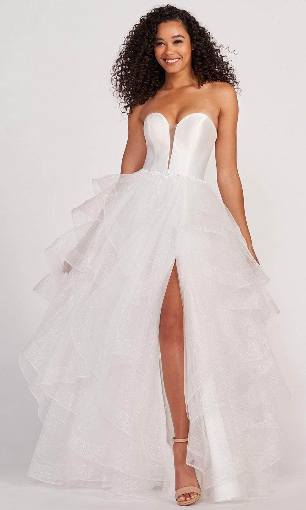 Colette for Mon Cheri CL2006 - Strapless Ruffled Skirt Evening Gown Ball Gowns 00 / Diamond White