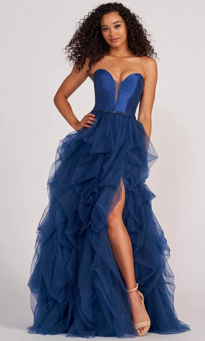 Colette for Mon Cheri CL2023 - Strapless Ruffled A-line Evening Gown Evening Dresses 00 / Navy