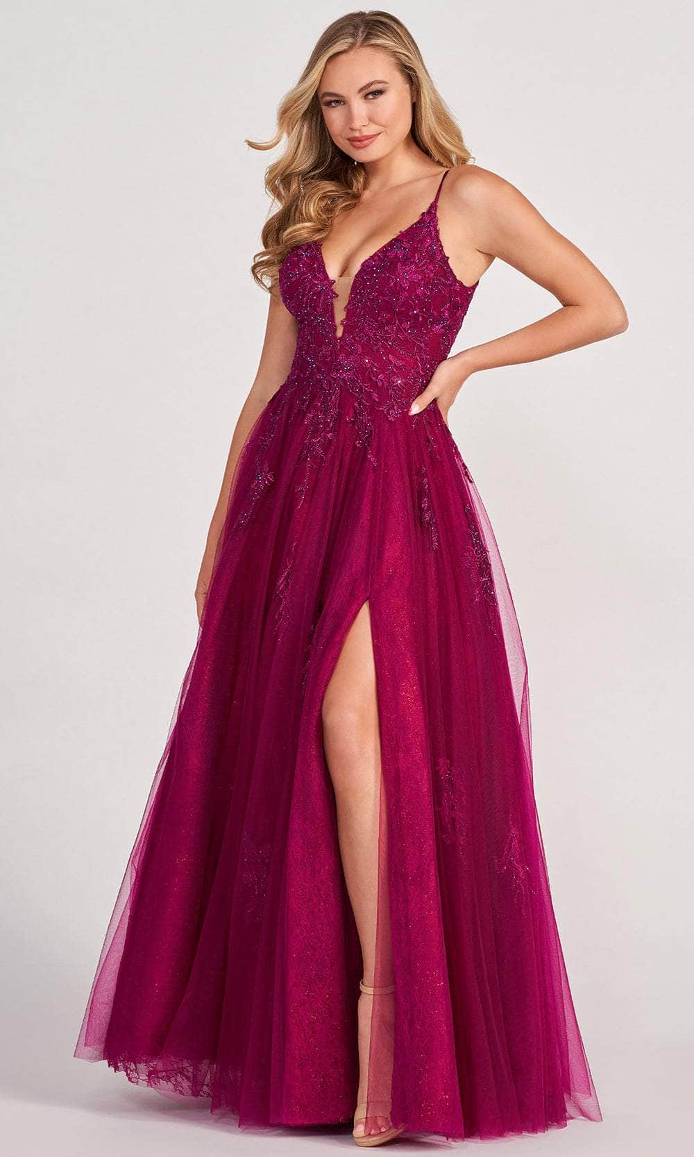 Colette for Mon Cheri CL2025 - Embellished A-line Prom Gown Ball Gowns 00 / Plum