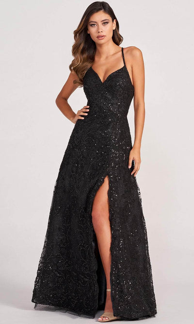 Colette for Mon Cheri CL2028 - Glittering Lace Applique Evening Gown Evening Dresses 00 / Black