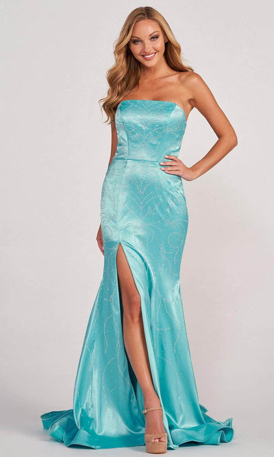 Colette for Mon Cheri CL2045 - Glittering Strapless Prom Gown Evening Dresses 00 / Turquoise