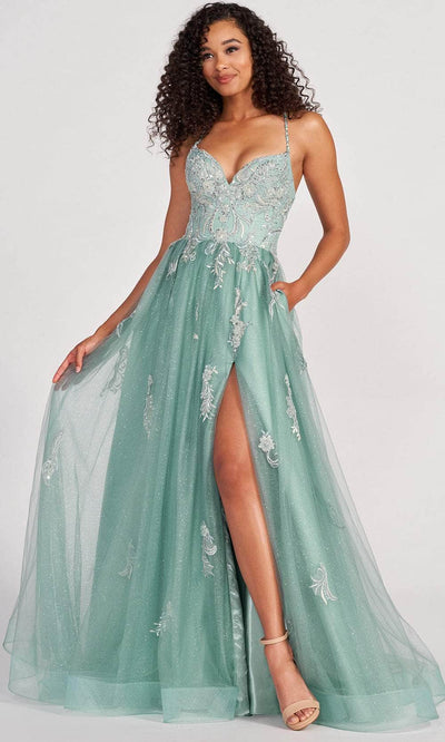 Colette For Mon Cheri CL2062 - Glitter Tulle Prom Dress Prom Dresses 00 / Sage
