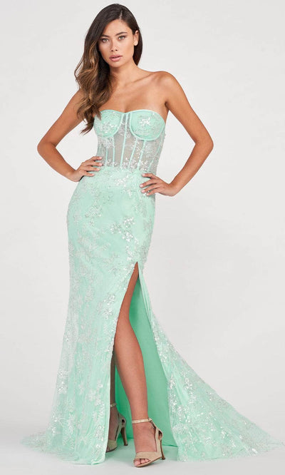 Colette for Mon Cheri CL2068 - Strapless Corset Prom Gown Prom Dresses 00 / Aqua