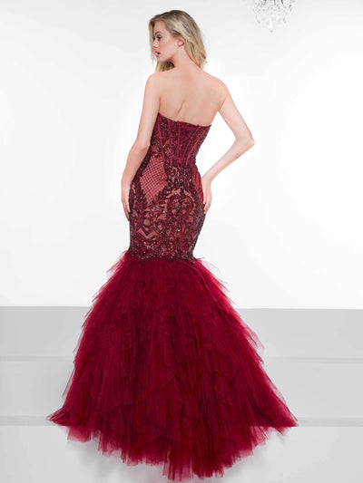 Colors Dress - 2067 Sequined Illusion Corset Tiered Gown Evening Dresses