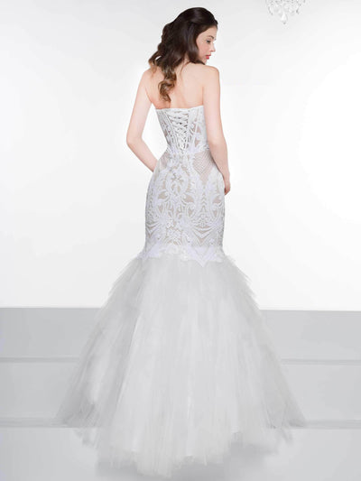 Colors Dress - 2067 Sequined Illusion Corset Tiered Gown Evening Dresses