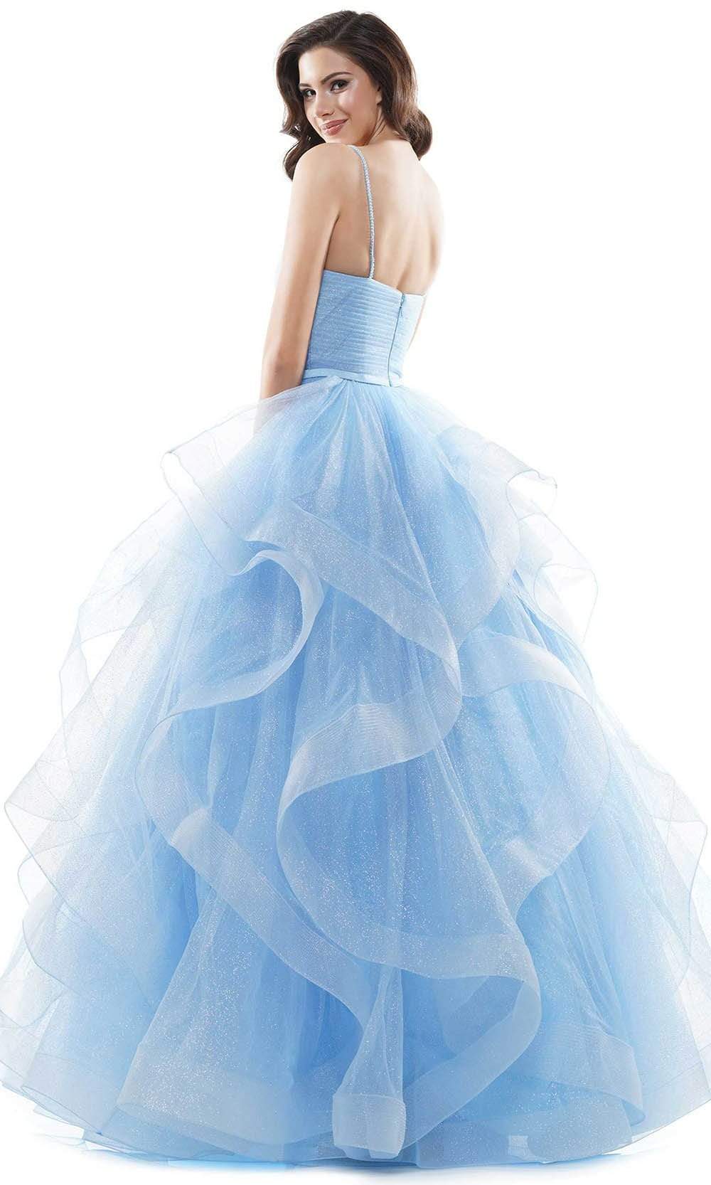 Colors Dress - 2381 V Neck Glitter Mesh Ballgown Prom Dresses