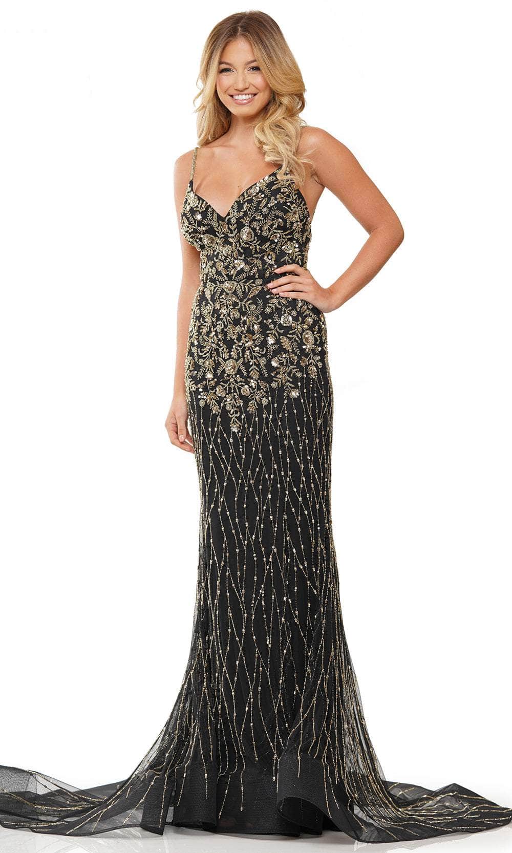 Colors Dress 3152 - V-Neck Open Back Prom Gown Prom Dresses