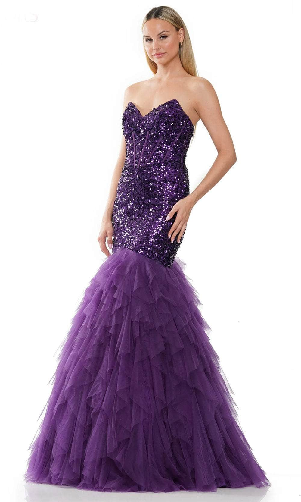 Colors Dress 3202 - Strapless Embellished Prom Dress Prom Dresses