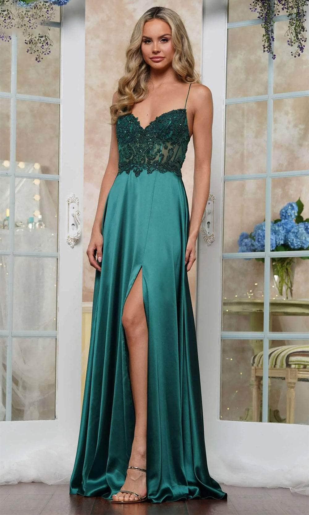 Colors Dress 3436 - Beaded High Slit Prom Dress Evening Dresses