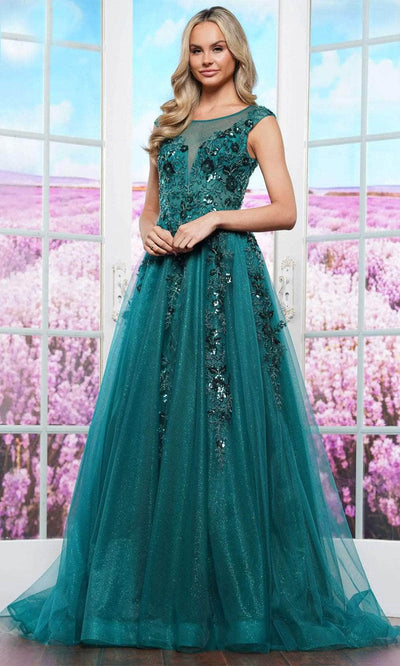 Colors Dress 3472 - Cap Sleeve Ornate Prom Dress Evening Dresses