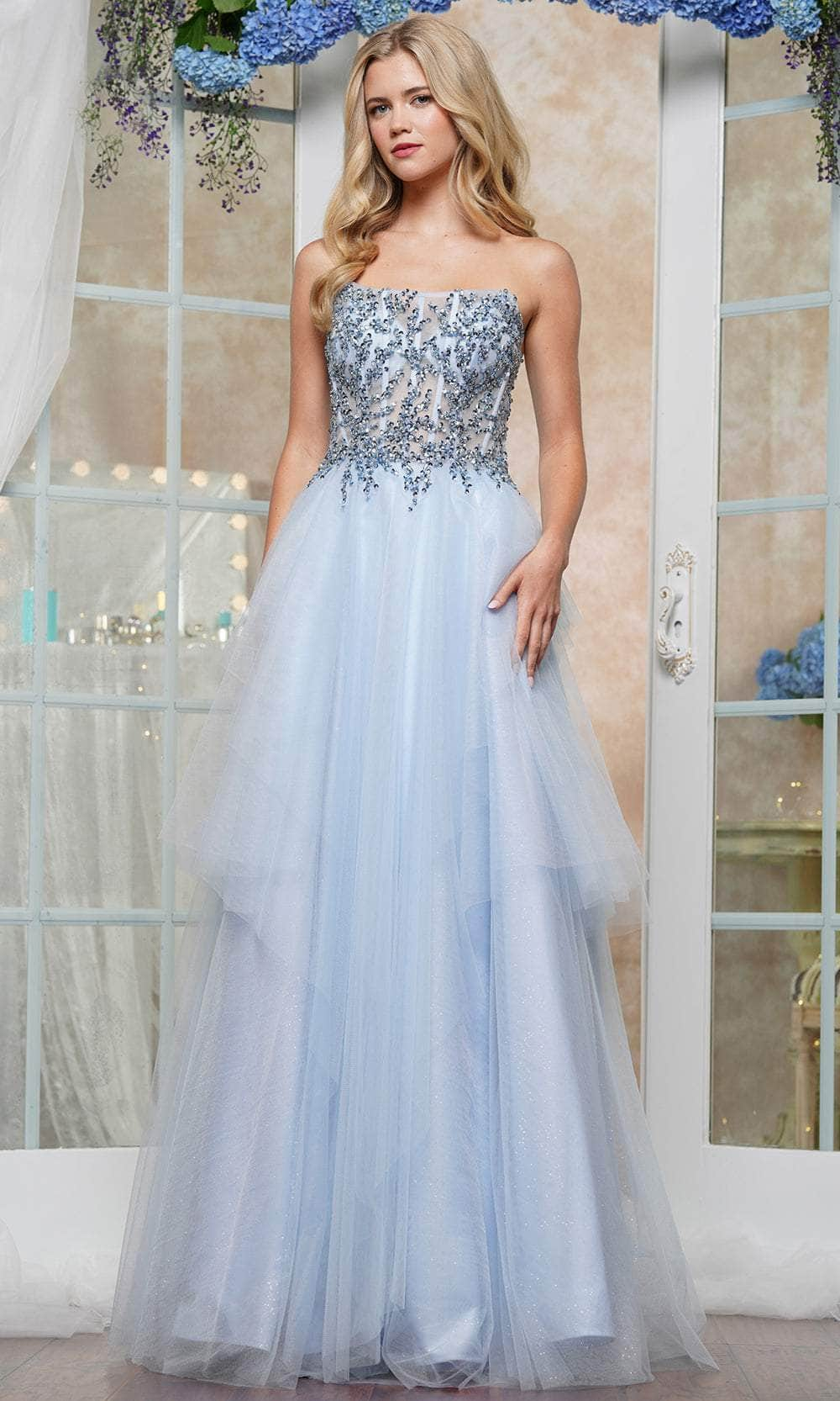 Colors Dress 3475 - Rhinestone Embellished Corset Bodice Prom Gown Prom Dresses