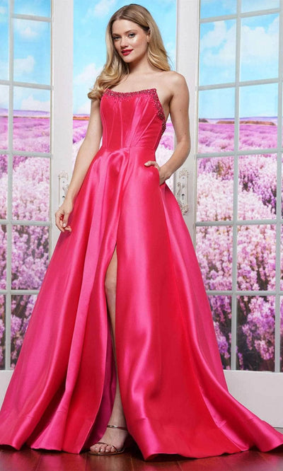 Colors Dress 3478 - High Slit Mikado Prom Dress Evening Dresses