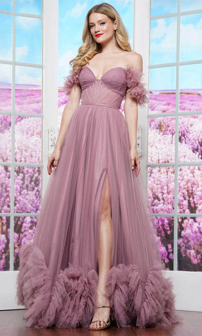 Colors Dress 3485 - Ruffle Trimmed Prom Dress Evening Dresses