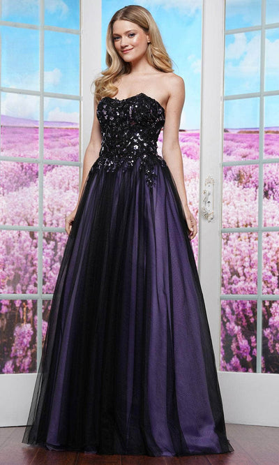 Colors Dress 3495 - Strapless Lace Applique Ballgown Prom Dresses