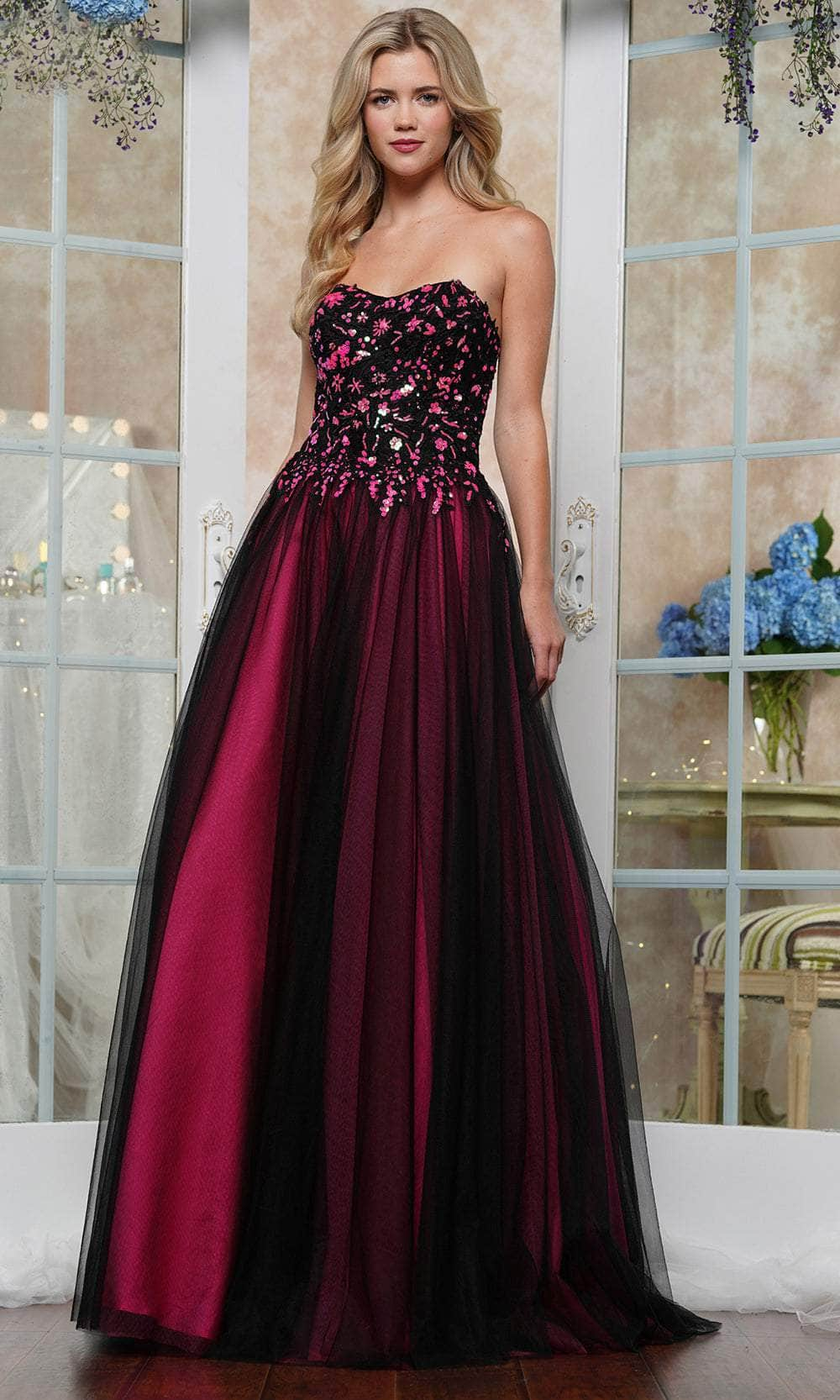 Colors Dress 3495 - Strapless Lace Applique Ballgown Prom Dresses