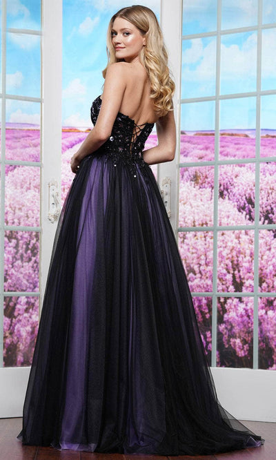 Colors Dress 3495 - Strapless Lace Applique Ballgown Prom Dresses