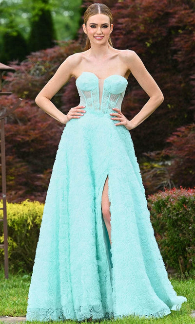 Colors Dress 3507 - 3D Floral A-Line Prom Gown Evening Dresses