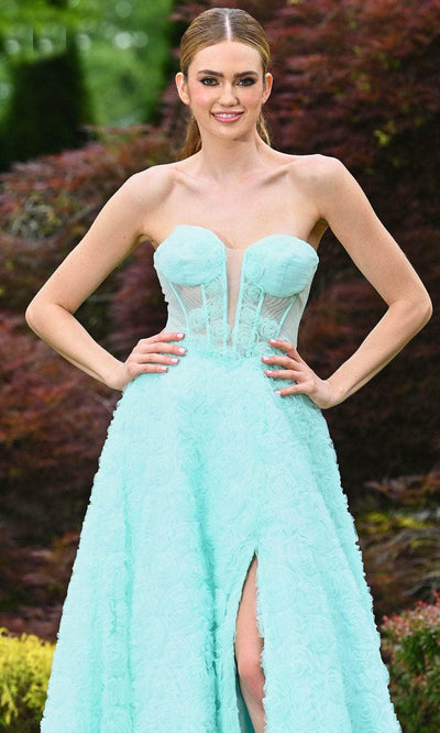 Colors Dress 3507 - 3D Floral A-Line Prom Gown Evening Dresses