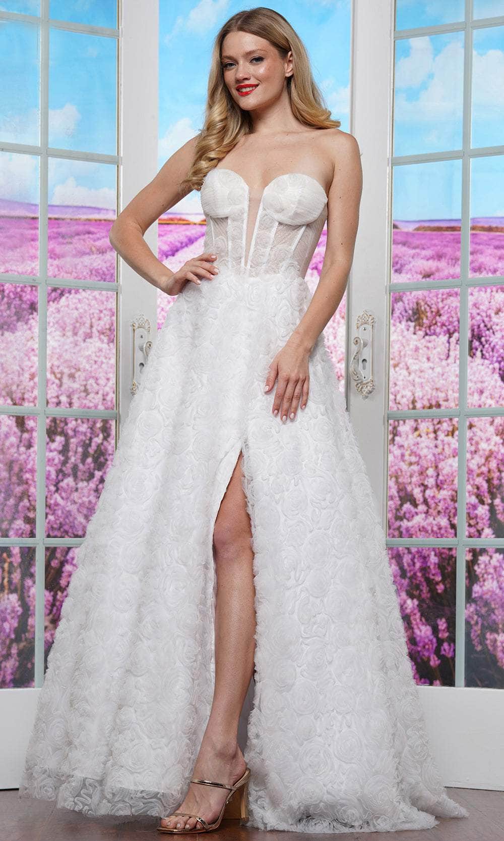 Colors Dress 3507 - 3D Floral A-Line Prom Gown Evening Dresses