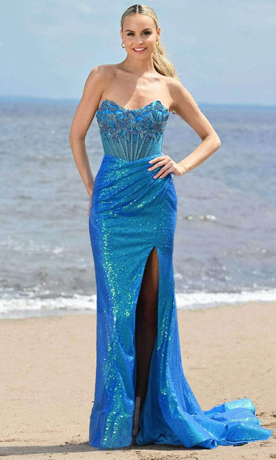 Colors Dress 3512 - Sequin High Slit Prom Dress Prom Dresses