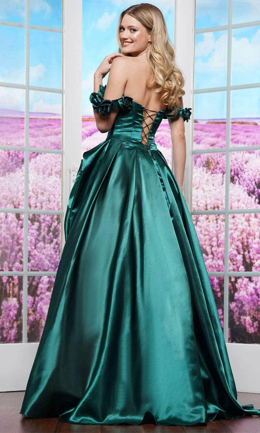 Colors Dress 3521 - Rosette Off Shoulder Prom Dress Evening Dresses