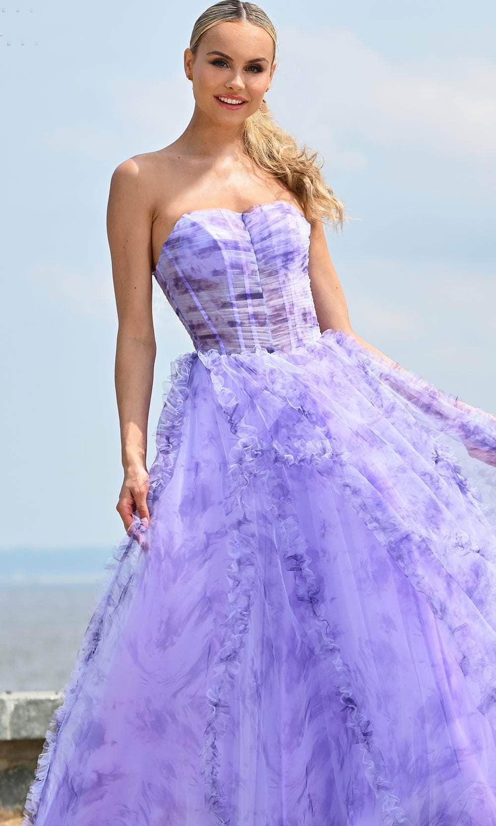 Colors Dress 3546 - Sweetheart Print Mesh Ballgown Evening Dresses