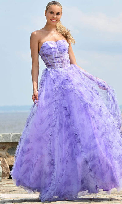 Colors Dress 3546 - Sweetheart Print Mesh Ballgown Evening Dresses