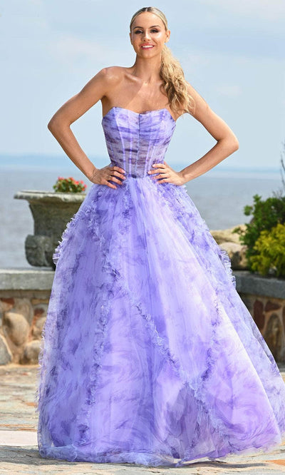 Colors Dress 3546 - Sweetheart Print Mesh Ballgown Evening Dresses