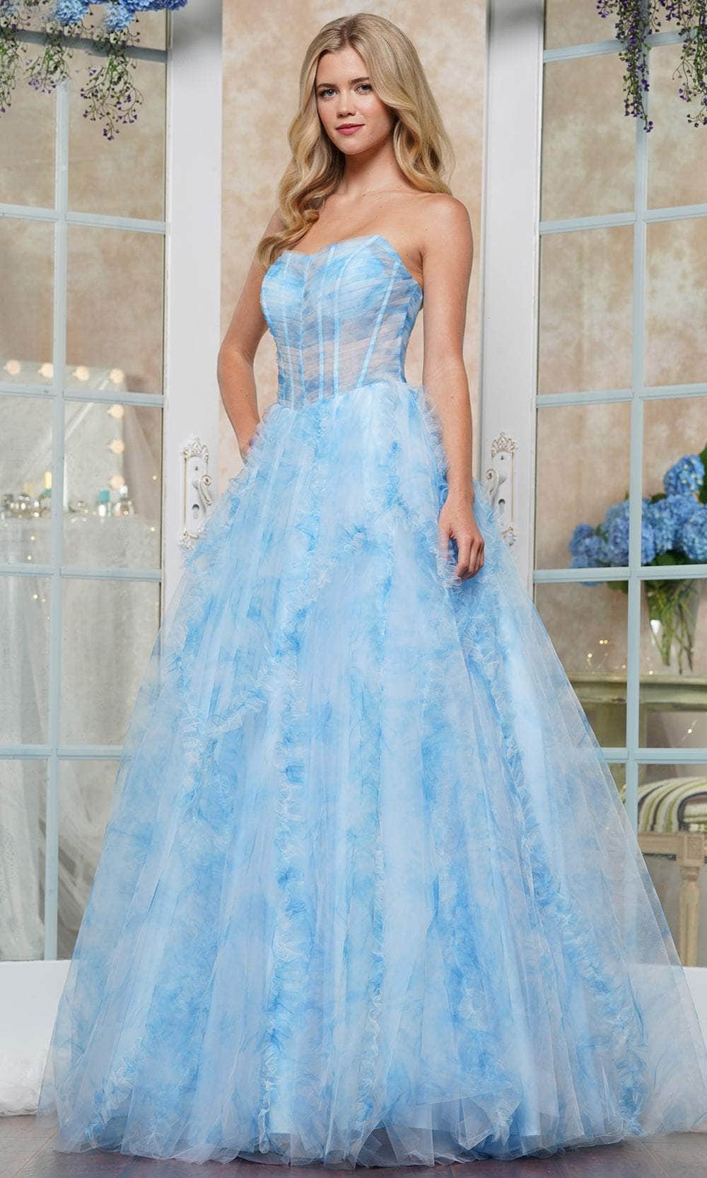 Colors Dress 3546 - Sweetheart Print Mesh Ballgown Evening Dresses