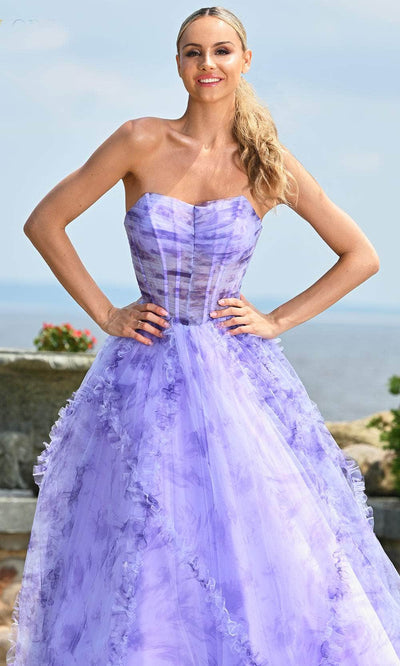 Colors Dress 3546 - Sweetheart Print Mesh Ballgown Evening Dresses